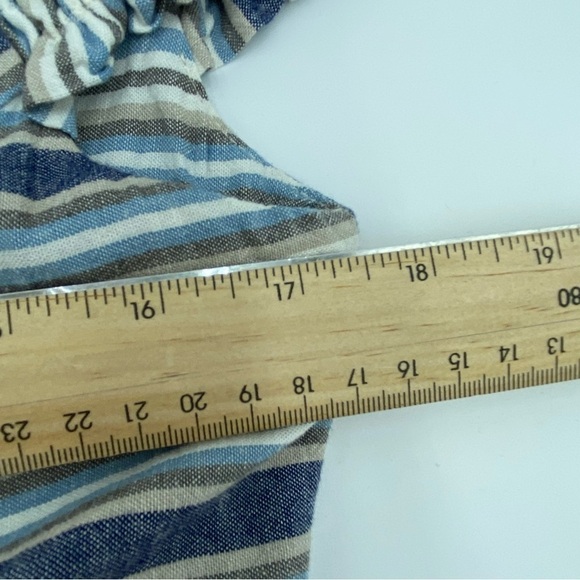 Sandro Ferrone Medium Dress Off The Shoulder Striped Linen Blend Made In Italy - Picture 9 of 15